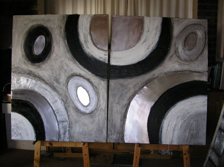 BLACK & WHITE - SPACE& TIME  1M X 1.3M Donated